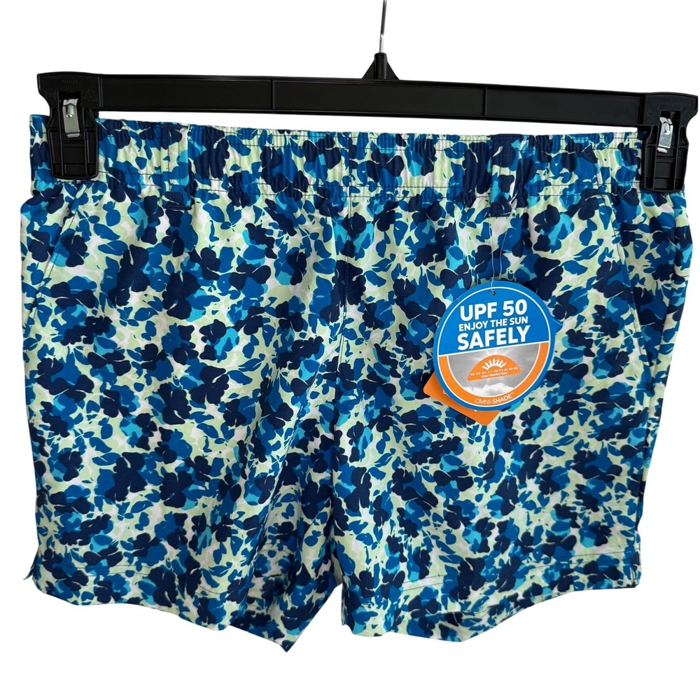 Columbia PFG Super Backcast Water Shorts Women's Small Blue Floral‎ New UPF 50